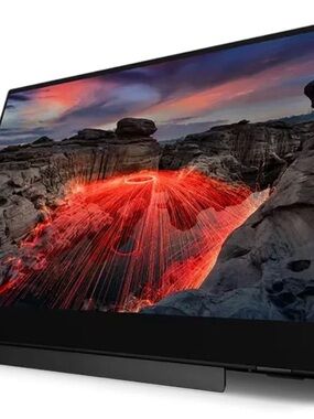 Lenovo Black Portable Monitor with Vivid Red Accents